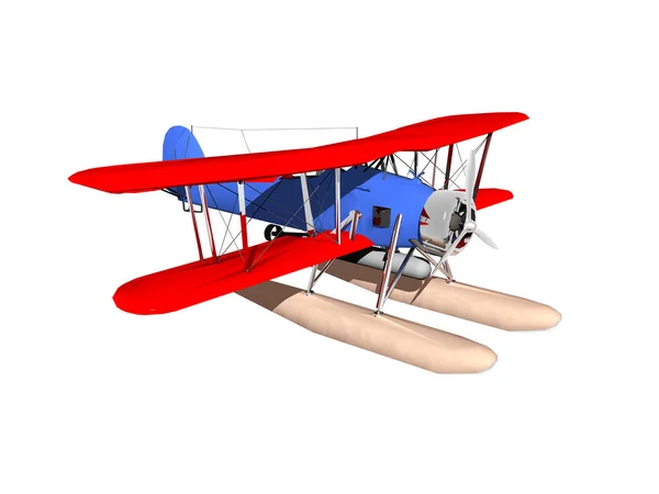Rood Watervliegtuig Met Zwembroek — Stockfoto