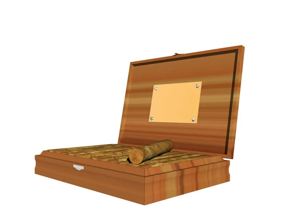 Caja Cigarros Madera Con Habanos Puros — Foto de Stock