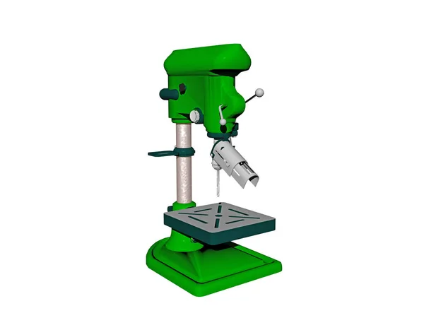 Green Steel Industrial Drilling Machine — Stock Photo, Image