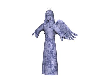 Kanatlı bir meleğin taş figürü.