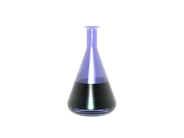 实验室里装有化学品的艾伦迈耶烧瓶 — 图库照片