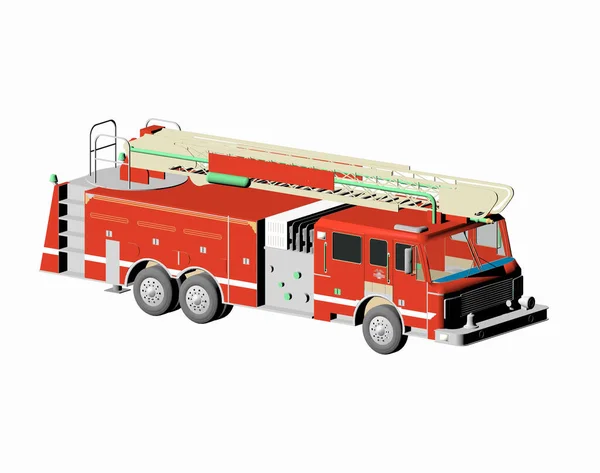 Red Fire Engine Large Ladder — Stock Photo, Image