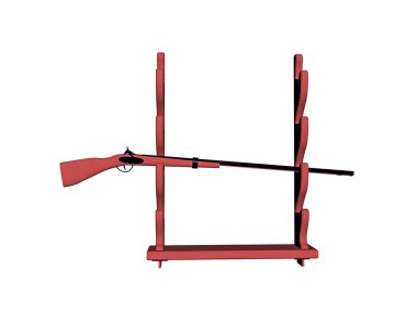 Yanağında tüfek olan tahta silah standı.