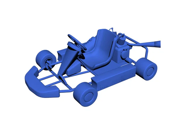 Blue Kart Racing Car Road — Stock Photo, Image