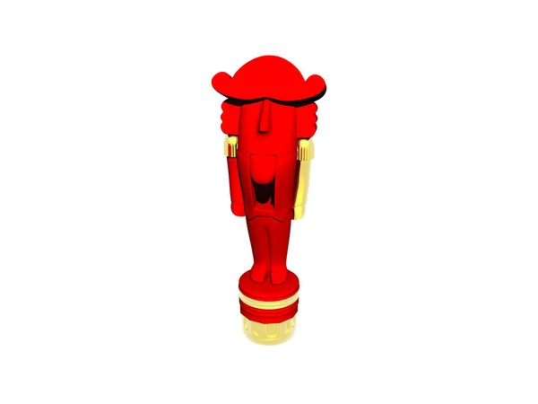 Figura Madeira Vermelha Como Quebra Nozes — Fotografia de Stock