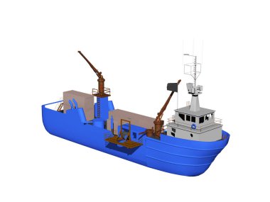 Suyun üstünde vinçleri olan kargo gemisi.