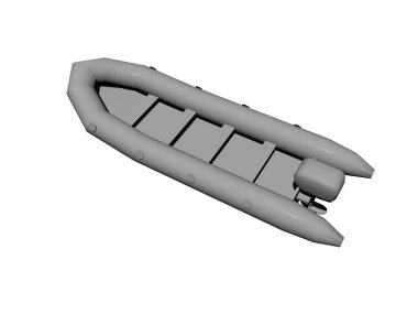 Dış motorlu gri şişirilebilir tekne