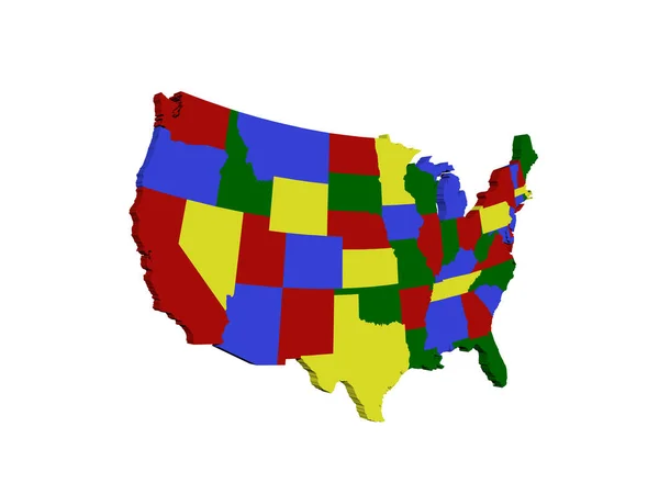 Kolorowa Mapa Stanów Zjednoczonych — Zdjęcie stockowe