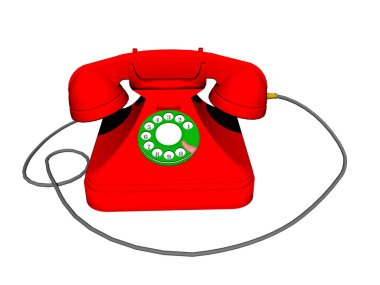 Kablosu olan kırmızı telefon ve çevir