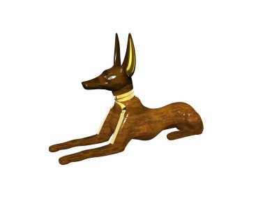 Mısırlı ölü köpek mezar odasında oturuyor.