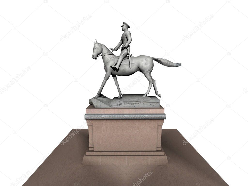 high equestrian statue on base as a monument