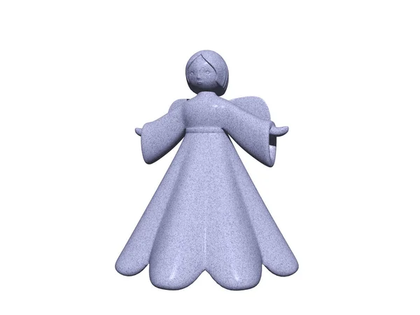 Figurine Angélique Argile Avec Une Longue Robe — Photo