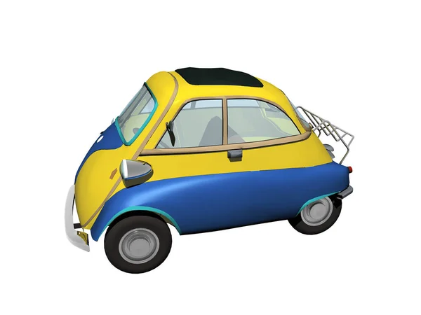 蓝色黄色小车Isetta作为一辆城市车 — 图库照片