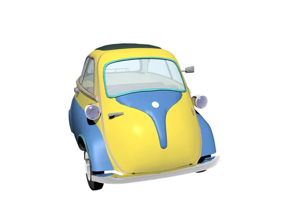 Mavi Sarı Küçük Araba Şehir Arabası Olarak Isetta — Stok fotoğraf