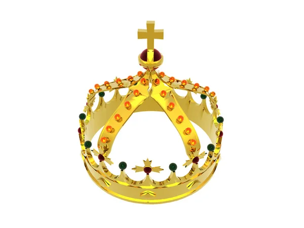 Coroa Real Dourada Com Pedras Preciosas — Fotografia de Stock