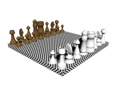 Tahta piyonlu satranç tahtası.