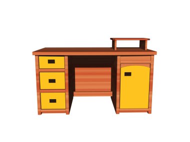 Ofisteki eski moda ahşap masa.