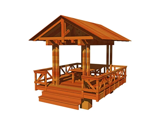 Drewniana Szopa Ogrodowa Balustradami Schodami — Zdjęcie stockowe