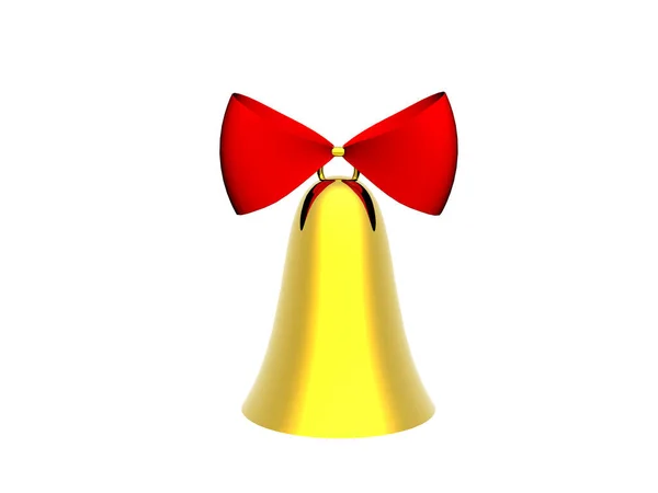 赤い弓のついた黄金の鐘 — ストック写真