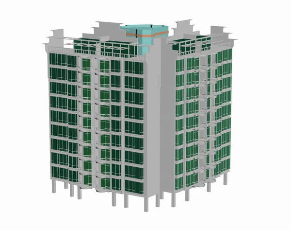 Stor Affärsbyggnad Med Många Våningar — Stockfoto