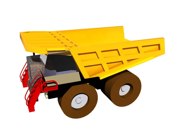 Dump Truck Giallo Con Scala Rossa Nella Cava — Foto Stock