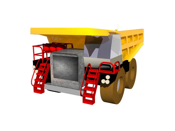 採石場に赤いはしごのある黄色のダンプトラック — ストック写真