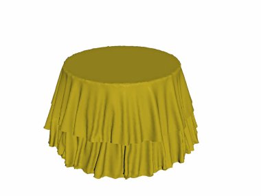 Yuvarlak masa ve akan masa örtüsü.