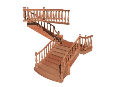 Gökyüzüne doğru uzun, ahşap bir merdiven.