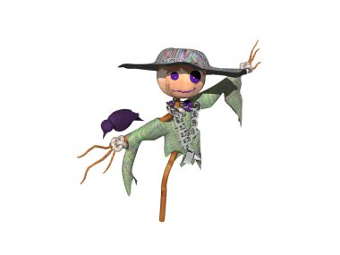 Yırtık elbiseli korkunç korkuluk.