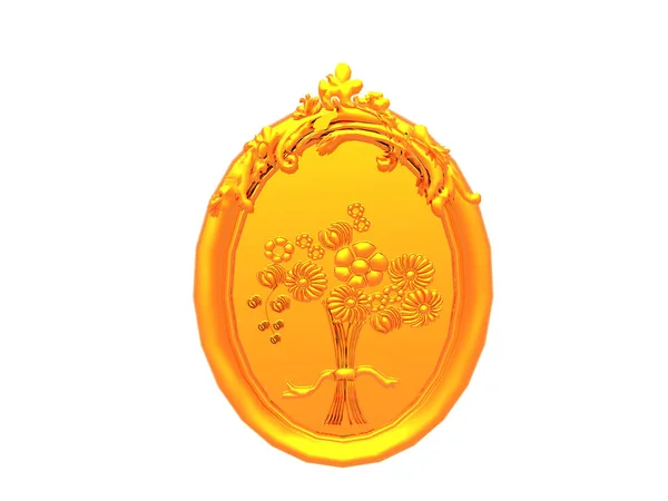 Emblema Metal Precioso Com Gravura Árvore — Fotografia de Stock