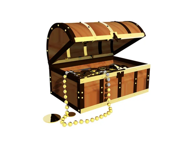 Wooden Treasure Chest Jewelry — Stock Photo, Image