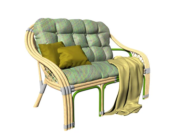 Садовая Мебель Одеялом Подушкой — стоковое фото