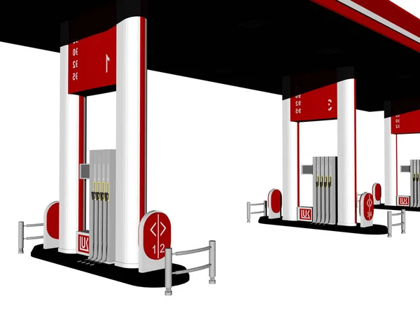 Petrol station with petrol pumps and canopy