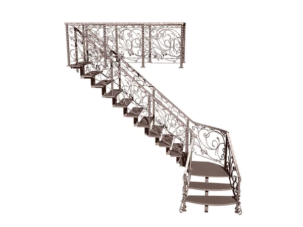 Longa Escada Espiral Madeira Para Céu — Fotografia de Stock