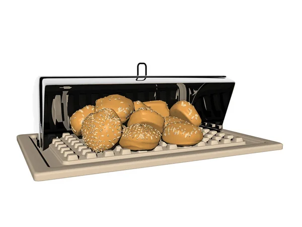 Çörekli Metal Ekmek Kutusu — Stok fotoğraf