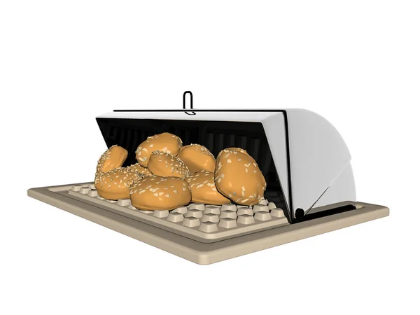 Металева Хлібна Коробка Булочкою — стокове фото