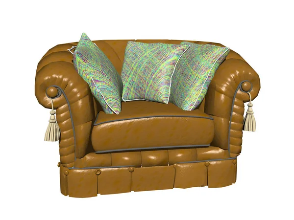 Heavy Brown Armchair Seat Cushion — Stock Photo, Image