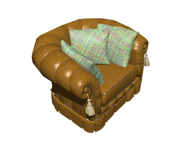 Schwerer Brauner Sessel Mit Sitzkissen — Stockfoto