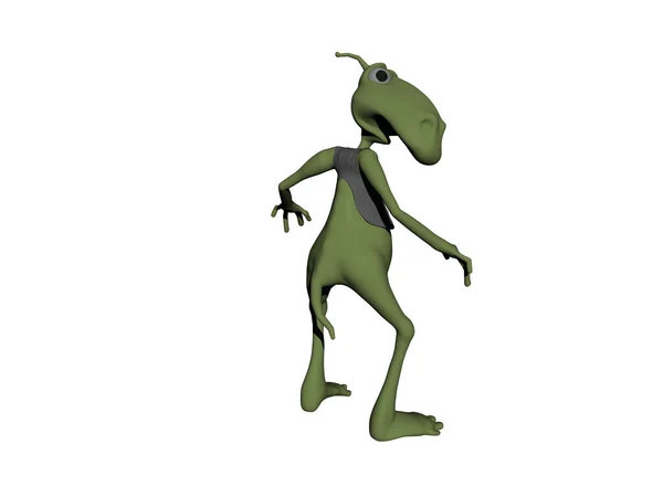 Маленький Зеленый Инопланетянин Тонкими Конечностями — стоковое фото