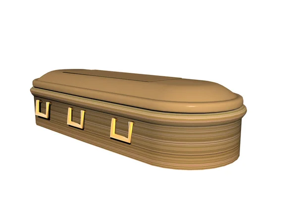 丸みを帯びた角や金具を持つ木製の棺 — ストック写真
