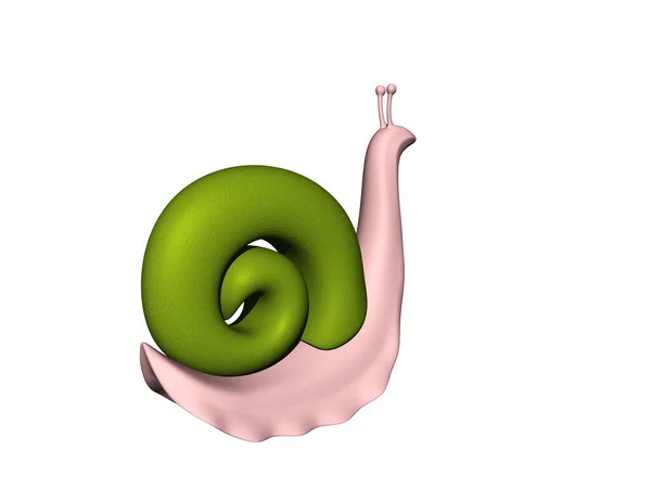 带绿色外壳的粉红蜗牛 — 图库照片