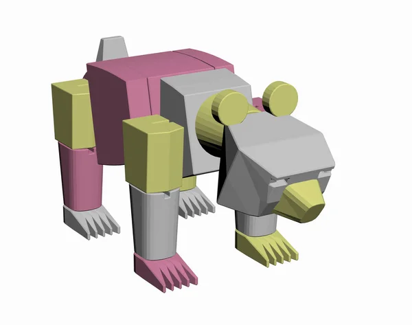Miś Zabawka Wykonana Kolorowych Plastikowych Klocków Budowlanych — Zdjęcie stockowe