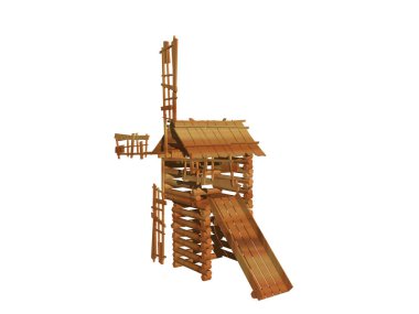 Büyük kanatlı ahşap yel değirmeni