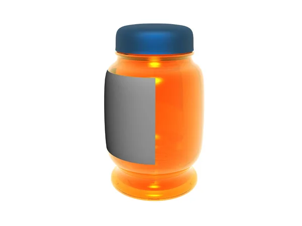 Orange Injektionsflaska Glas Med Blått Lock — Stockfoto