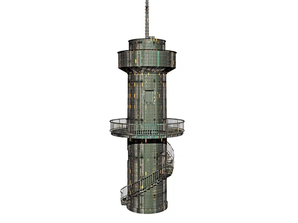 Hoher Runder Industrieturm Mit Antenne — Stockfoto