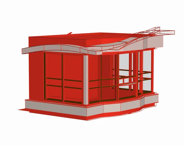 Red Branch Kiosk Glass Panes — Stock Photo, Image