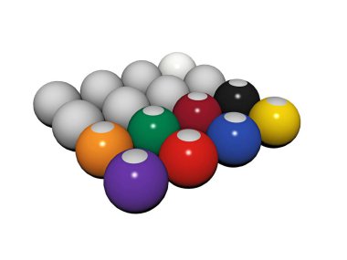 Renkli bilardo topları hizalandı