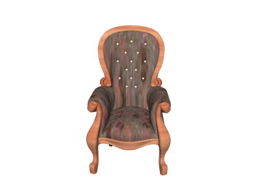 Çalışma odasındaki antika döşenmiş koltuk.