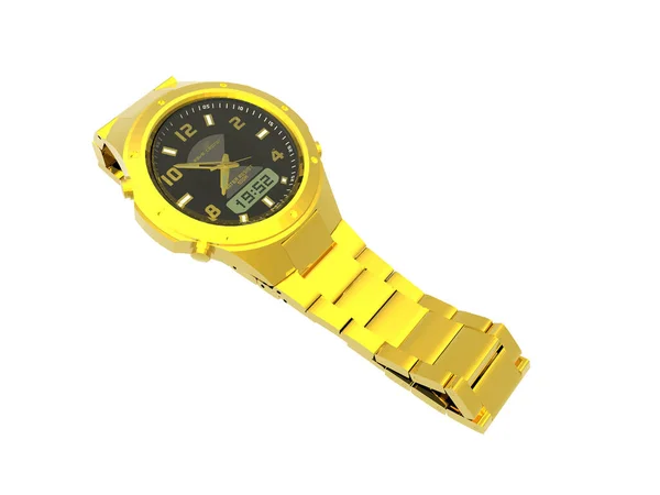 Złoty Zegarek Męski Tarczą Analogową — Zdjęcie stockowe