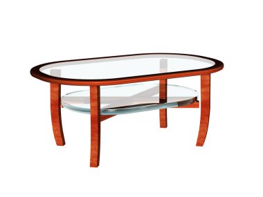 Round living room table with glass tops clipart